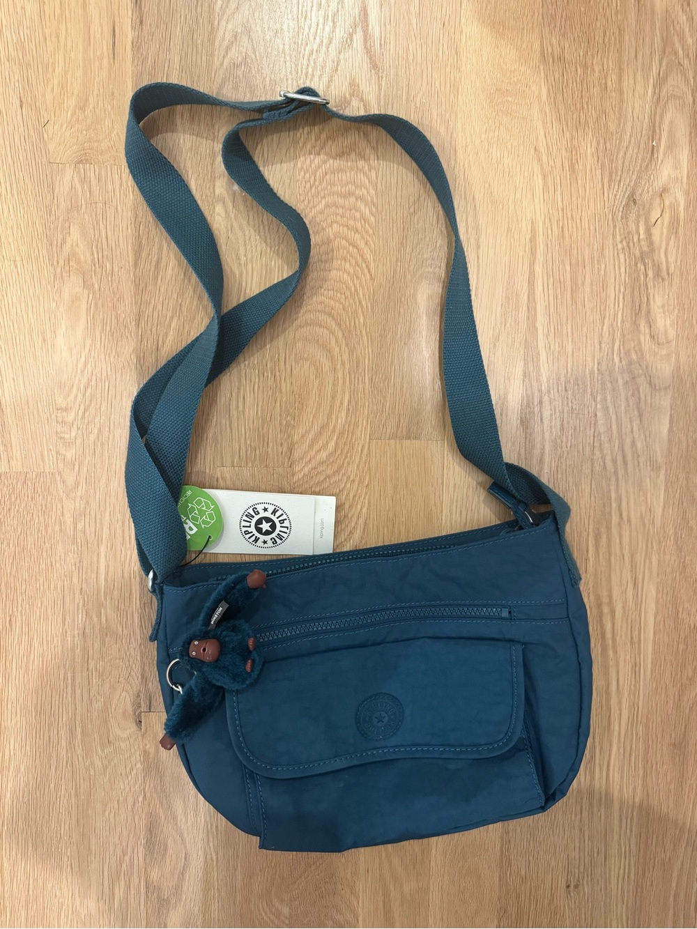 Dark Green Kipling Crossbody Bag - Casual Everyday Tote - Picture 5 of 6